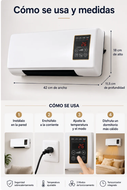 Calefactor 2 en 1 de Pared - Frio y calor!