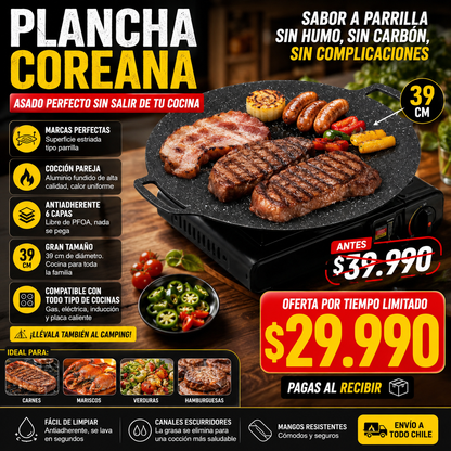 Plancha Coreana 39 cm Antiadherente