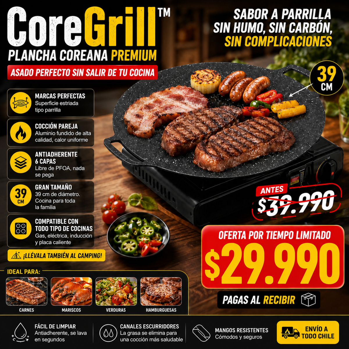 CoreGrill™ Plancha Coreana premium
