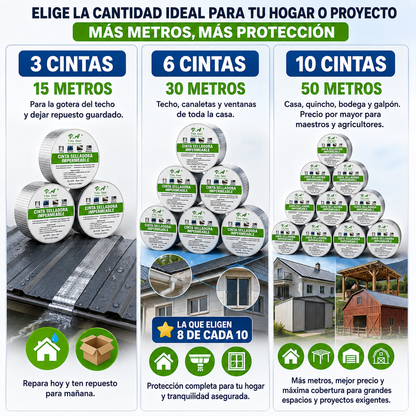 Cinta Tapa Goteras Impermeable — Sella Techos y Filtraciones al Instante