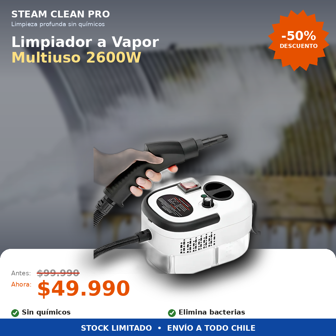 Limpiador A Vapor Presion 2600w Portatil